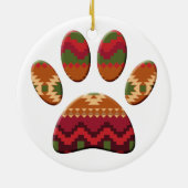 Aztec Pattern Dog Paw Keramik Ornament (Hinten)