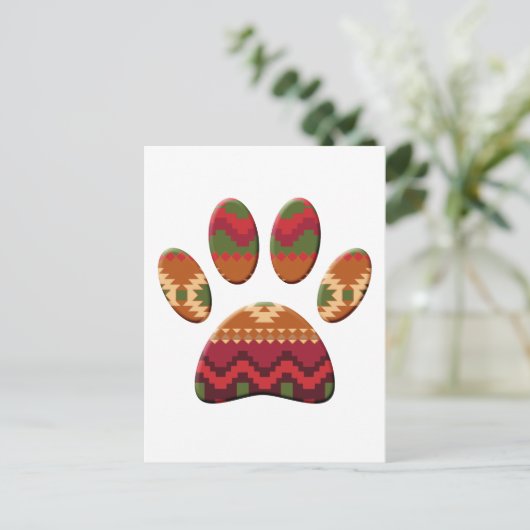 Aztec Pattern Dog Paw Postkarte (Stehend Vorderseite)