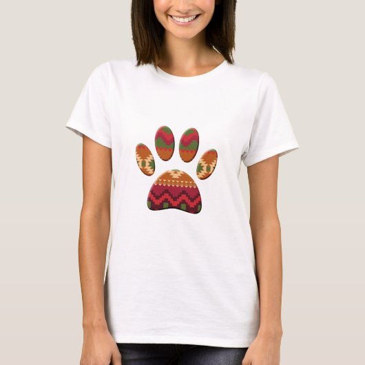 Aztec Pattern Dog Paw Print T-Shirt (Vorderseite)