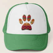 Aztec Pattern Dog Paw Print Truckerkappe (Vorderseite)