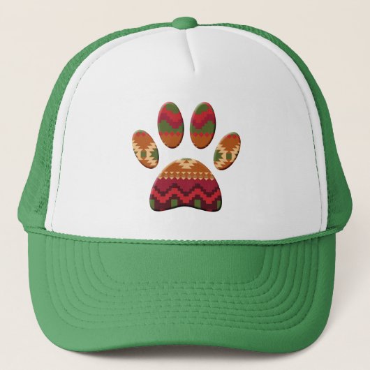 Aztec Pattern Dog Paw Print Truckerkappe (Vorderseite)