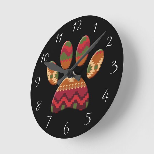 Aztec Pattern Dog Paw Runde Wanduhr (Winkel)