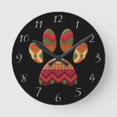 Aztec Pattern Dog Paw Runde Wanduhr (Vorderseite)