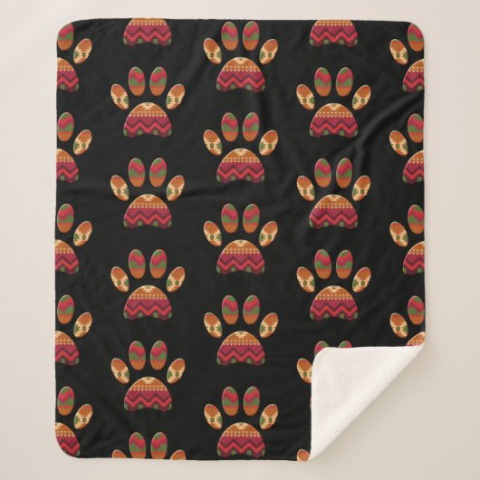 Aztec Pattern Dog Paw Sherpadecke (Vorderseite)