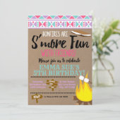 Aztec Pink Aquamarin S'more fun mit Freunden Gebur Einladung (Stehend Vorderseite)