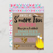 Aztec Pink Aquamarin S'more fun mit Freunden Gebur Einladung (Vorne/Hinten)