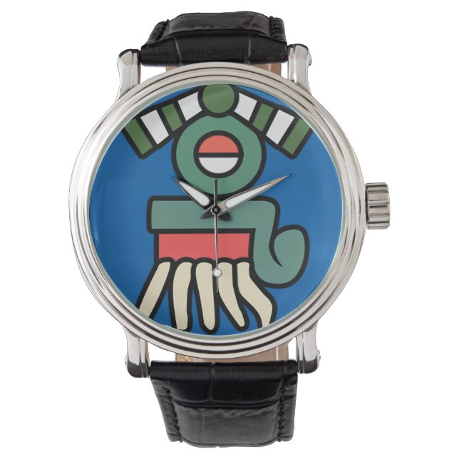 Aztec Rain Sign (quiahuitl) Watch Armbanduhr (Vorderseite)