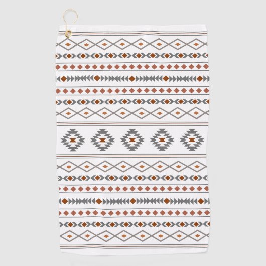 Aztec Reds Grays White Mixed Motifs Muster Golfhandtuch (Vorderseite)