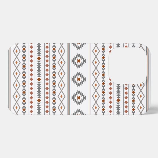 Aztec Reds Grays White Mixed Motifs Muster iPhone Hülle (Rückseite (Horizontal))