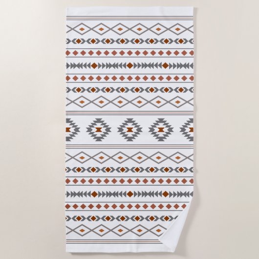 Aztec Reds Grays White Mixed Motifs Muster Strandtuch (Vorderseite)