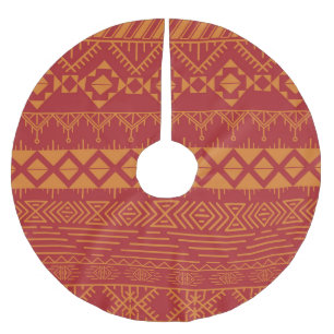 Aztec Retro: Vintage-Musterdesign. Polyester Weihnachtsbaumdecke