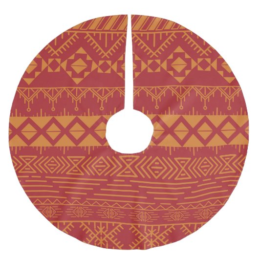 Aztec Retro: Vintages Musterdesign. Polyester Weihnachtsbaumdecke (Vorderseite)