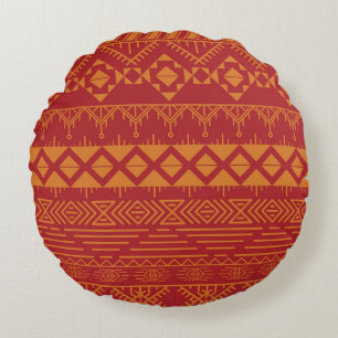 Aztec Retro: Vintages Musterdesign. Rundes Kissen