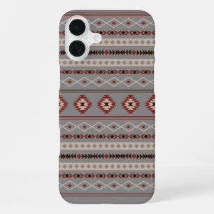 Aztec-Rost-Creme-Braun-Grau-Mischmotive-Muster iPhone 16 Plus Hülle