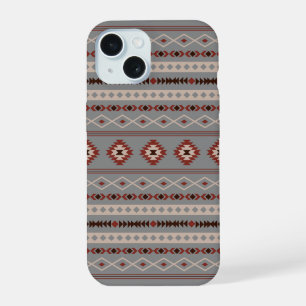 Aztec-Rost-Creme-Braun-Grau-Mischmuster iPhone 15 Hülle