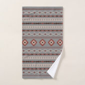 Aztec Rust Cream Brown Gray Mixed Motifs Muster Badhandtuch Set (Handtuch)