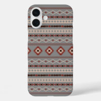 Aztec Rust Cream Brown Gray Mixed Motifs Muster