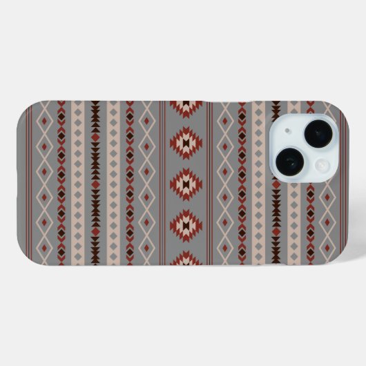 Aztec Rust Cream Brown Gray Mixed Motifs Muster Case-Mate iPhone Hülle (Rückseite (Horizontal))