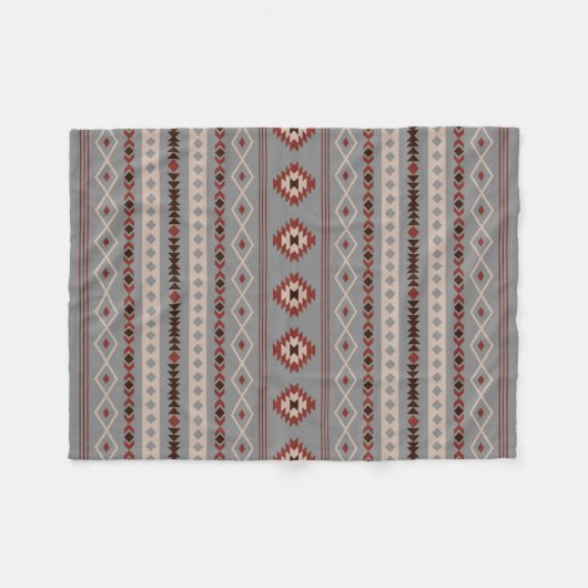 Aztec Rust Cream Brown Gray Mixed Motifs Muster Fleecedecke (Vorderseite (Horizontal))