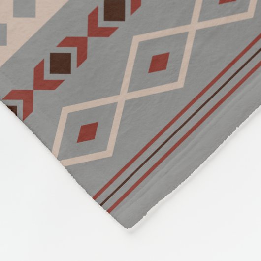 Aztec Rust Cream Brown Gray Mixed Motifs Muster Fleecedecke (Ecke)