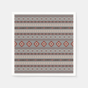 Aztec Rust Cream Brown Gray Mixed Motifs Muster Serviette