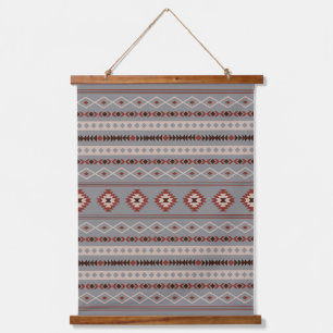 Aztec Rust Cream Brown Gray Mixed Motifs Muster Wandteppich Mit Holzrahmen