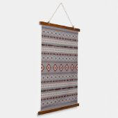 Aztec Rust Cream Brown Gray Mixed Motifs Muster Wandteppich Mit Holzrahmen (Gewinkelt)