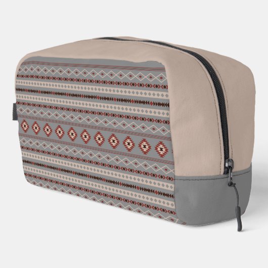 Aztec Rust Cream Brown Gray Mixed Motifs Muster Waschbeutel (Rechte Ecke)