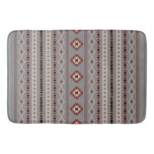 Aztec Rust Cream Brown Gray Mixed Motifs V Muster Badematte