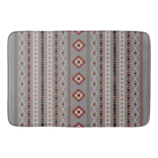 Aztec Rust Cream Brown Gray Mixed Motifs V Muster Badematte (Vorderseite)