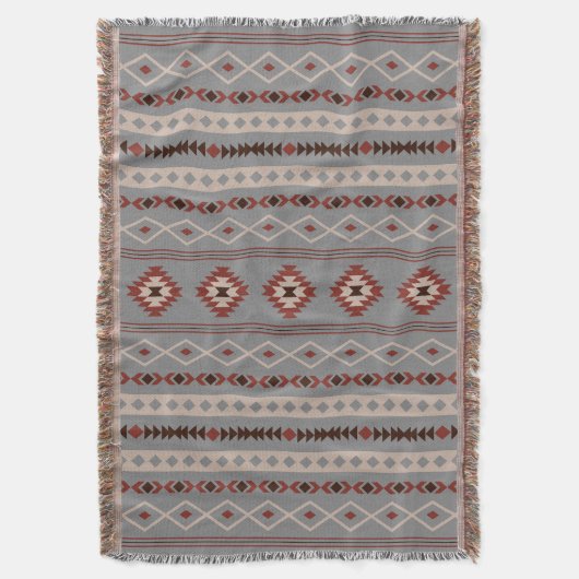 Aztec Rust Cream Brown Gray Mixed Motifs V Muster Decke (Vorderseite Vertikal)