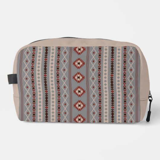 Aztec Rust Cream Brown Gray Mixed Motifs V Muster Waschbeutel (Vorderseite)