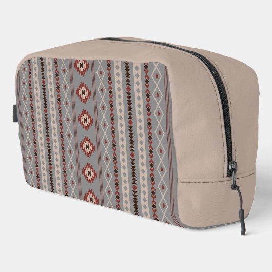 Aztec Rust Cream Brown Gray Mixed Motifs V Muster Waschbeutel (Rechte Ecke)