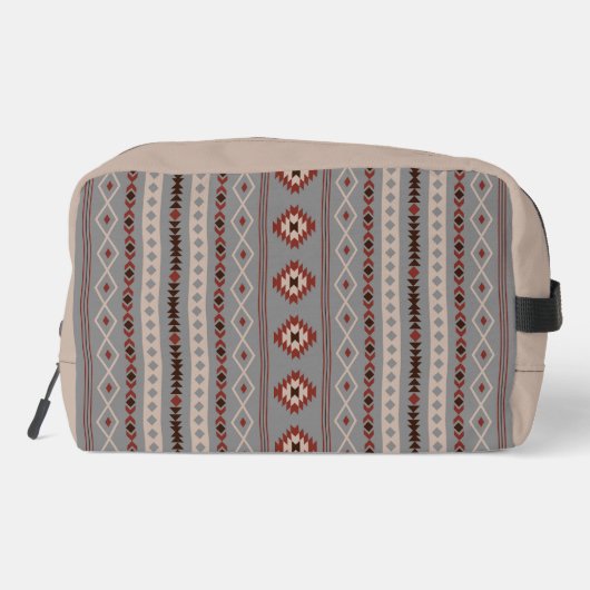Aztec Rust Cream Brown Gray Mixed Motifs V Muster Waschbeutel (Rückseite)