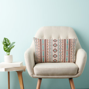 Aztec Rusts Aquamarine Creme Mixed Motifs V Muster Lendenkissen