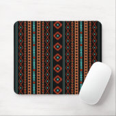 Aztec Rusts Aquamarine Schwarz-Gemischte Motive V  Mousepad (Mit Mouse)