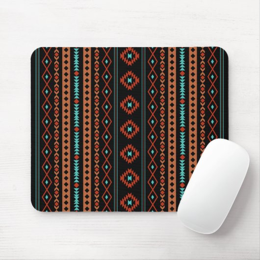 Aztec Rusts Aquamarine Schwarz-Gemischte Motive V  Mousepad (Mit Mouse)
