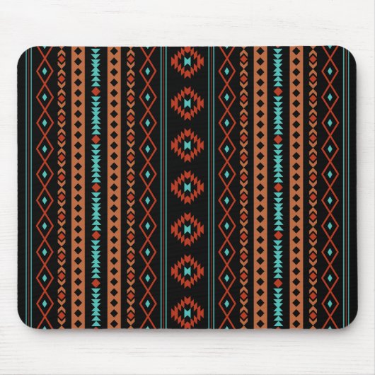 Aztec Rusts Aquamarine Schwarz-Gemischte Motive V  Mousepad (Vorne)