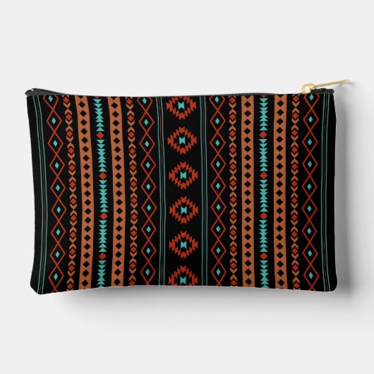 Aztec Rusts Aquamarine Schwarz-Gemischte Motive V Zubehörtasche (Rückseite)