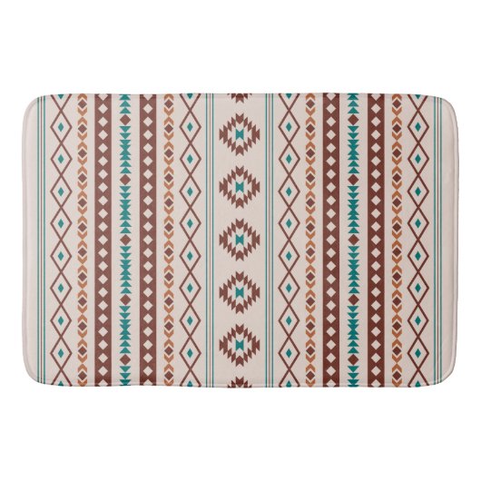 Aztec Rusts Aquamarines Cream Mixed Motifs-Muster Badematte (Vorderseite)