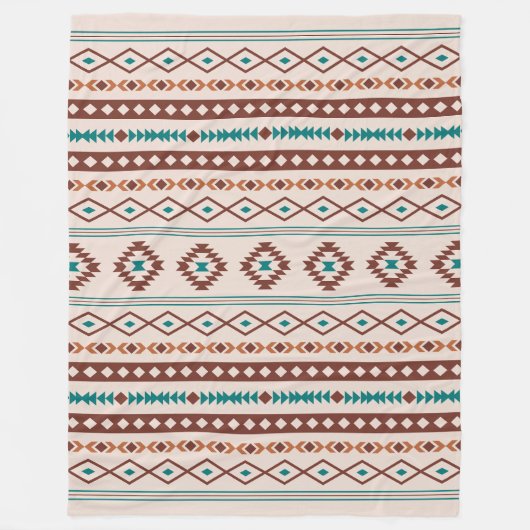 Aztec Rusts Aquamarines Cream Mixed Motifs-Muster Fleecedecke (Vorderseite)