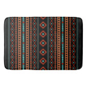 Aztec Rusts Aquamarines Schwarz Mixed Motifs-Muste Badematte (Vorderseite)