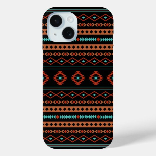 Aztec Rusts Aquamarines Schwarz Mixed Motifs-Muste Case-Mate iPhone Hülle (Rückseite)