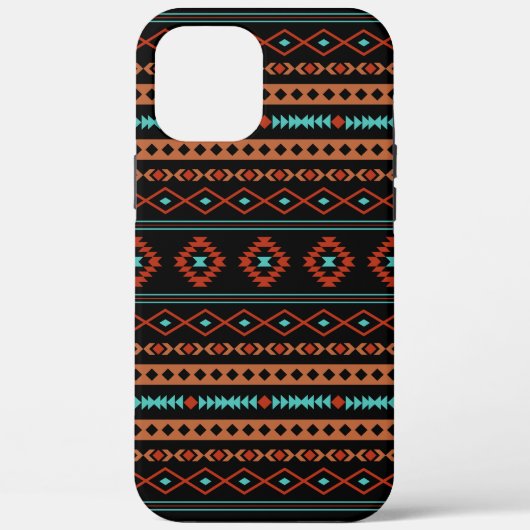 Aztec Rusts Aquamarines Schwarz Mixed Motifs-Muste Case-Mate iPhone Hülle (Rückseite)