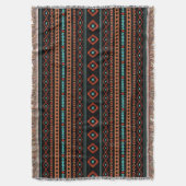 Aztec Rusts Aquamarines Schwarz Mixed Motifs-Muste Decke (Vorderseite Vertikal)