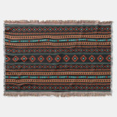 Aztec Rusts Aquamarines Schwarz Mixed Motifs-Muste Decke (Vorderseite)