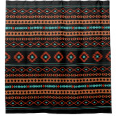 Aztec Rusts Aquamarines Schwarz Mixed Motifs-Muste Duschvorhang (Vorderseite)