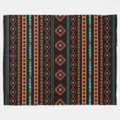Aztec Rusts Aquamarines Schwarz Mixed Motifs-Muste Fleecedecke (Vorderseite (Horizontal))