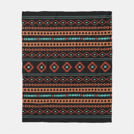 Aztec Rusts Aquamarines Schwarz Mixed Motifs-Muste Fleecedecke (Vorderseite)