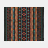 Aztec Rusts Aquamarines Schwarz Mixed Motifs-Muste Fleecedecke (Vorderseite (Horizontal))